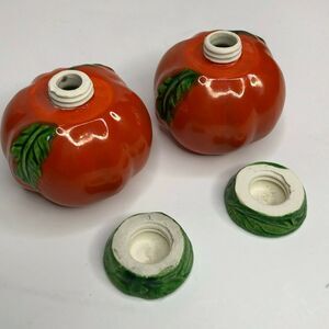 Vintage Maruhon Ware Tomato Salt and Pepper Shakers hand painted Japan